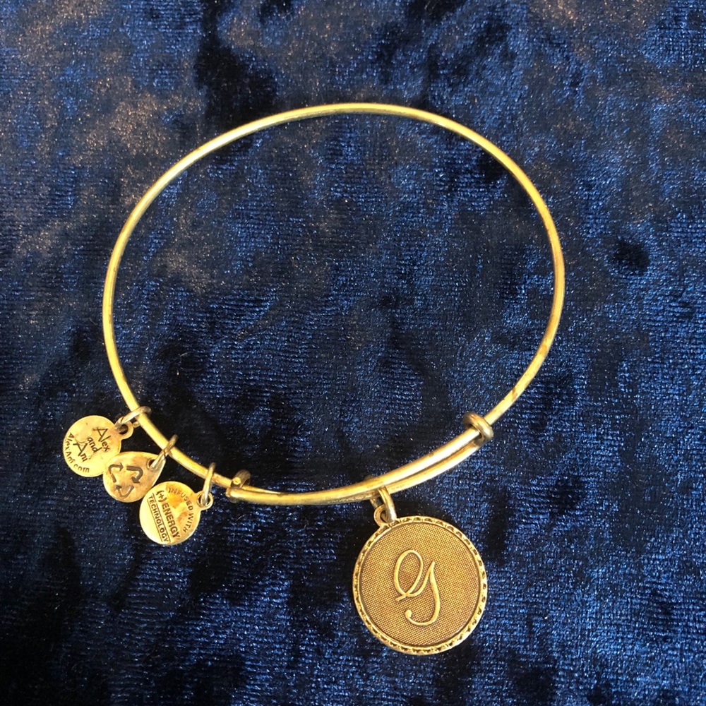 Alex and Ani G cursive bangle
